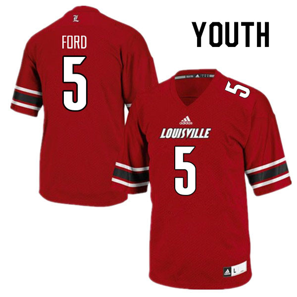 Youth #5 Marshon Ford Louisville Cardinals College Football Jerseys Sale-Red - Click Image to Close
